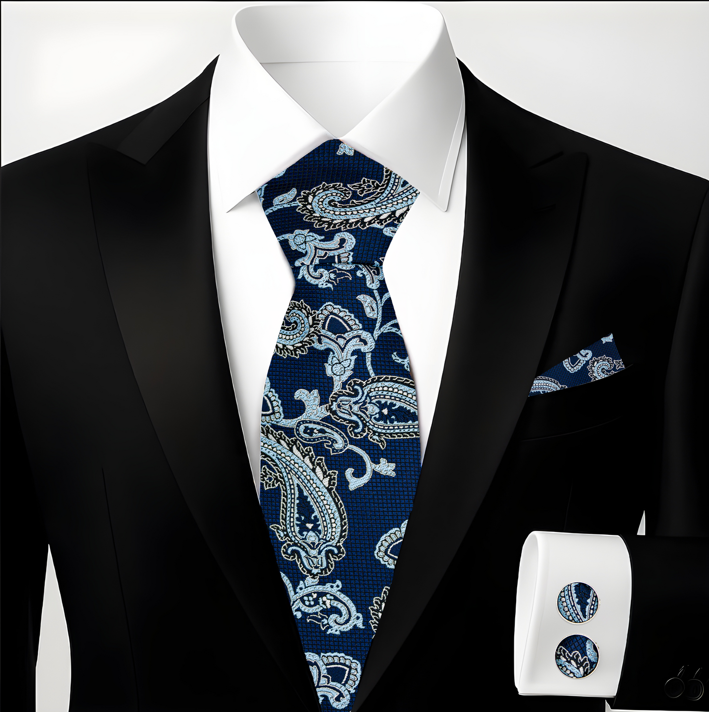 Hupgrades Royal Affair Necktie Pocket Square Cufflinks Set