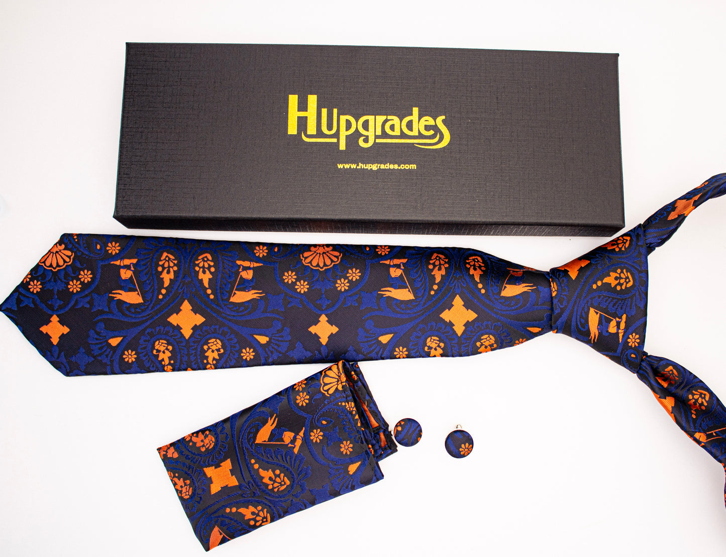 Hupgrades The Windsor Necktie Pocket Square Cufflinks Set