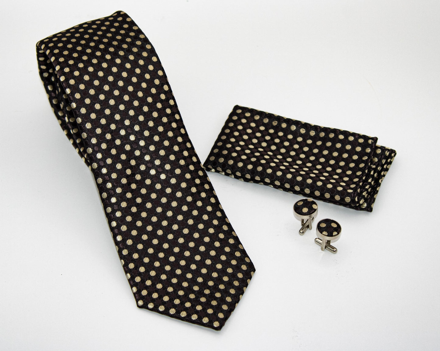 Hupgrades Twilight Necktie Pocket Square Cufflinks Set