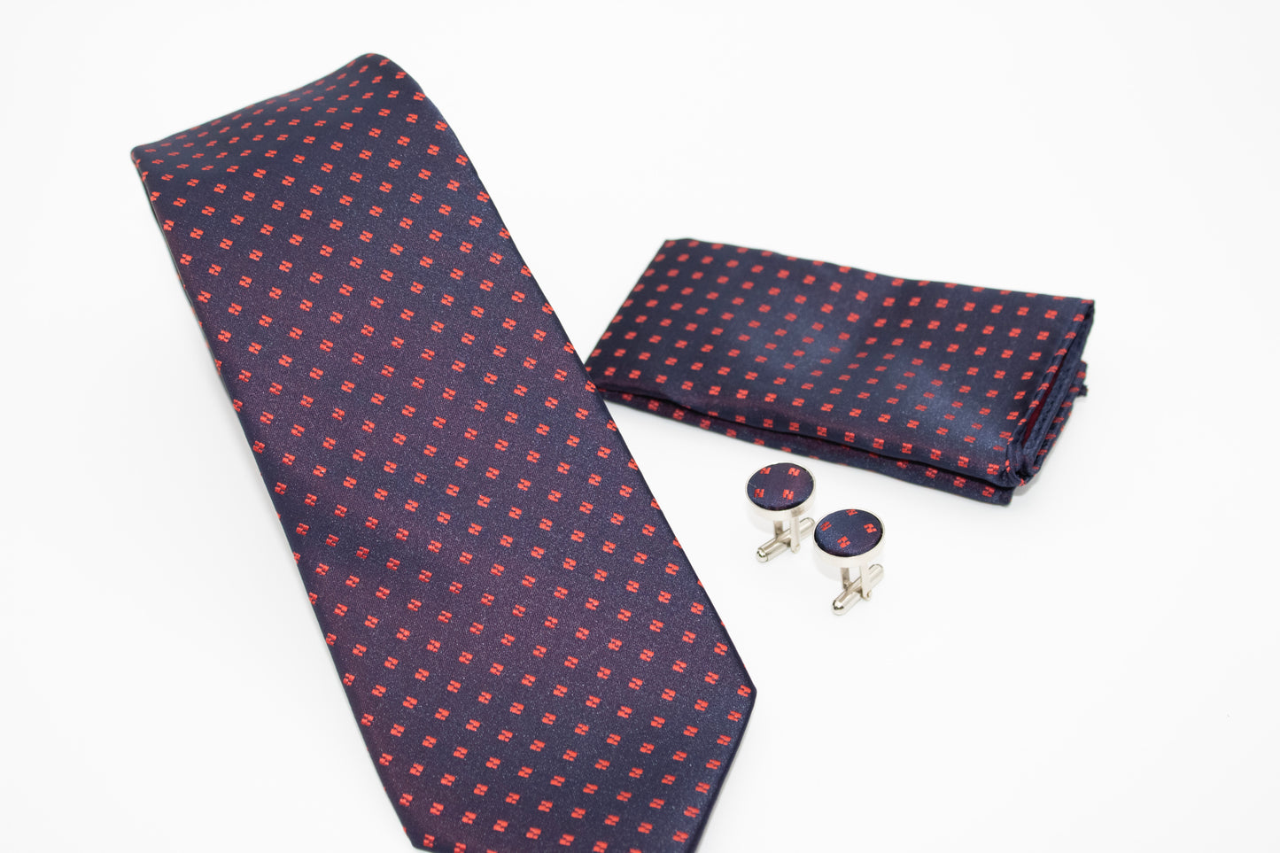 Hupgrades Whispered Wine Necktie Pocket Square Cufflinks Set