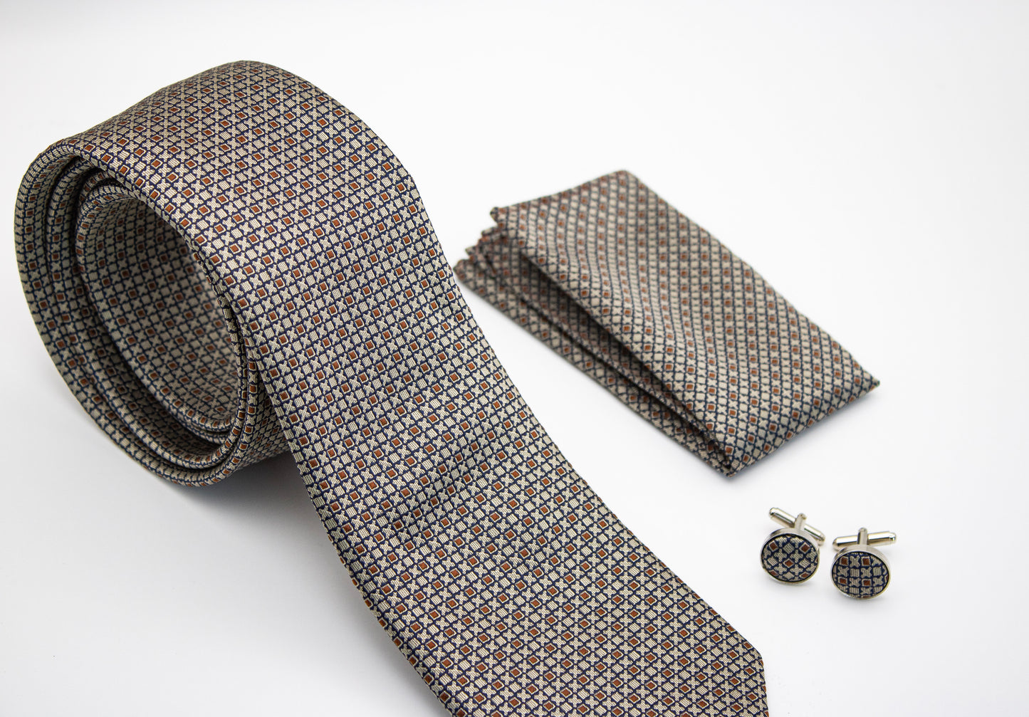 Hupgrades Baron Necktie Pocket Square Cufflinks Set