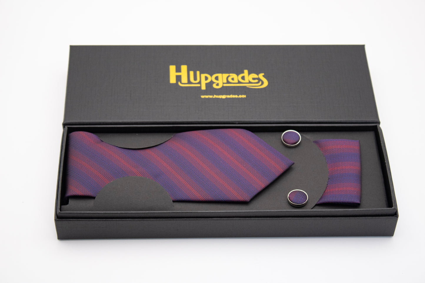 Hupgrades Gentleman Necktie Pocket Square Cufflinks Set