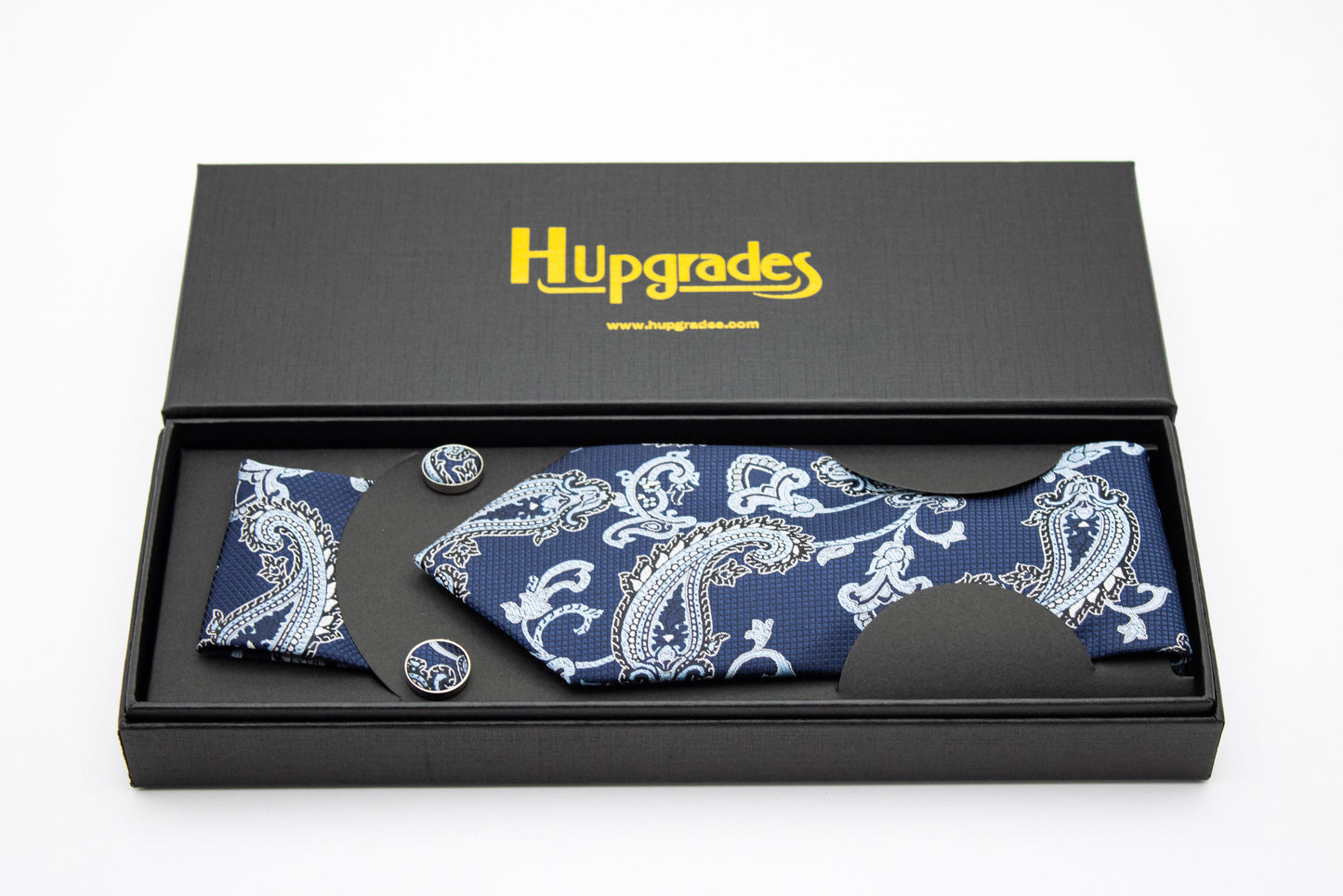 Hupgrades Royal Affair Necktie Pocket Square Cufflinks Set