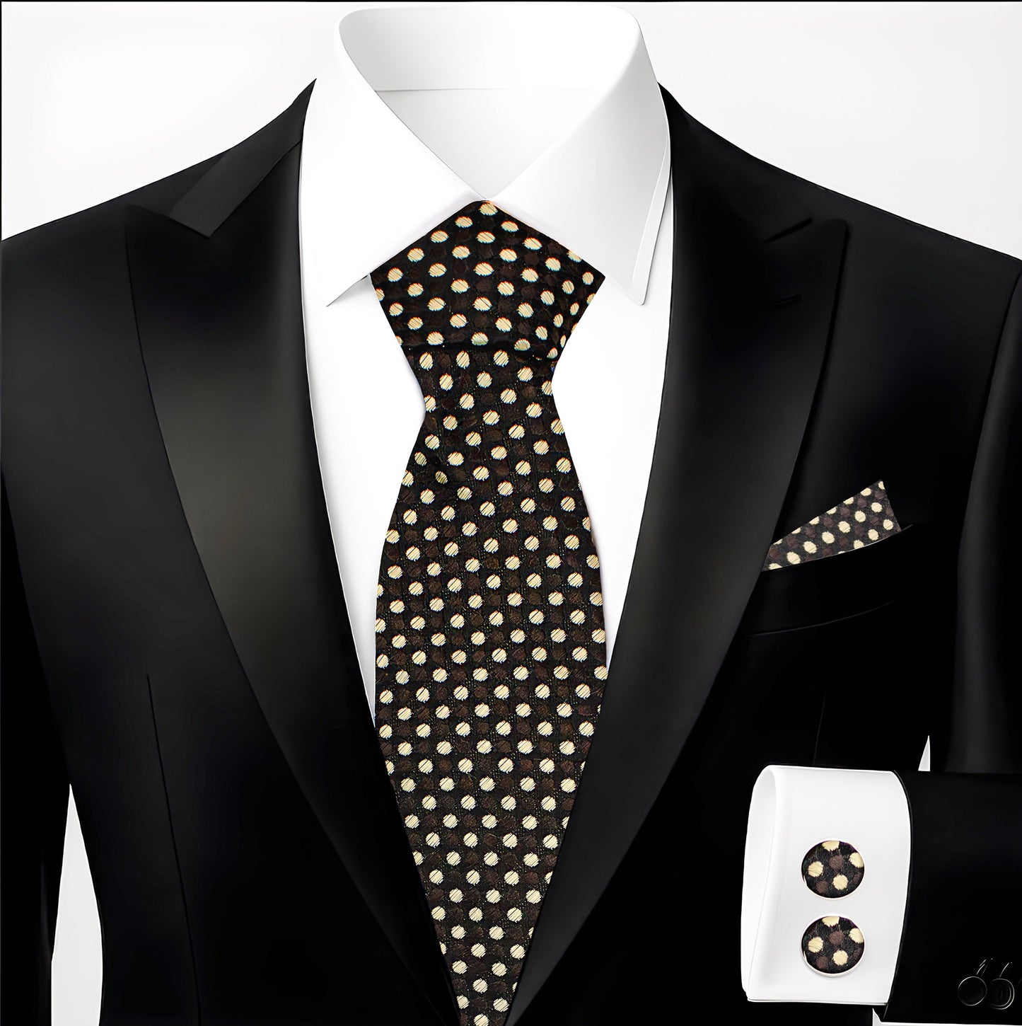 Hupgrades Twilight Necktie Pocket Square Cufflinks Set