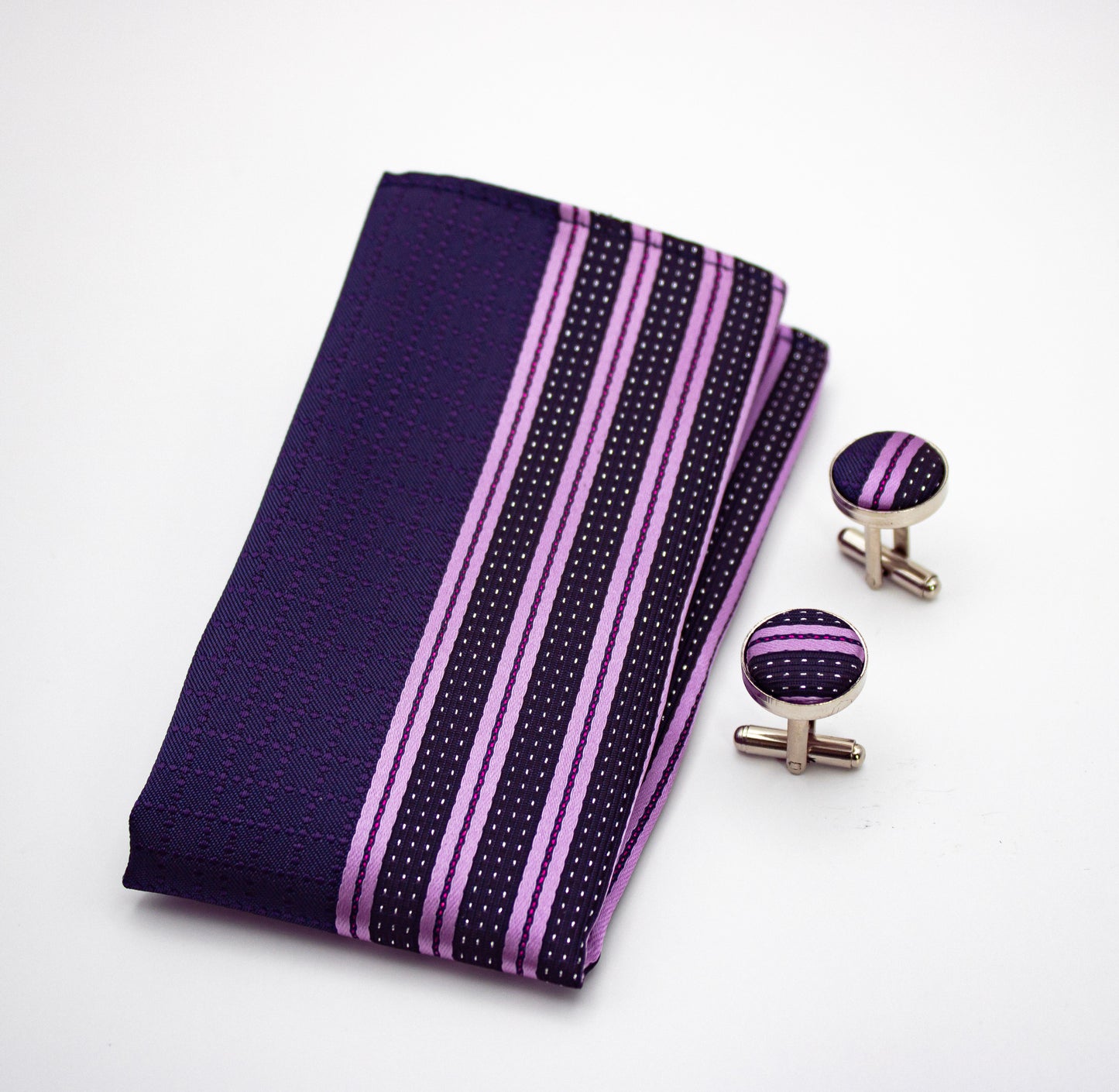Hupgrades Noir Drift Necktie Pocket Square Cufflinks Set