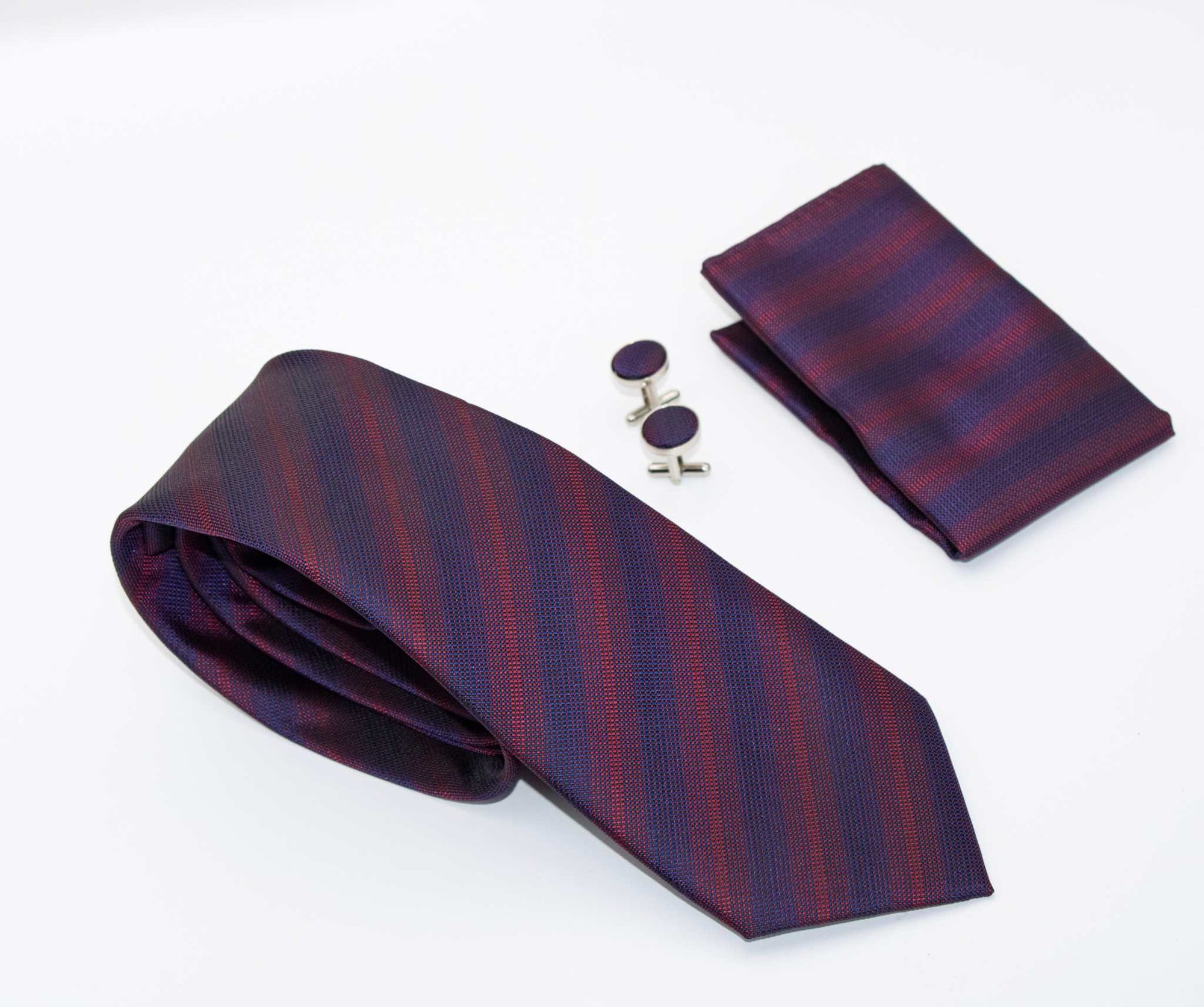 Necktie Set for Men Elegant Pocket Square & Cufflinks Gift Box Premium