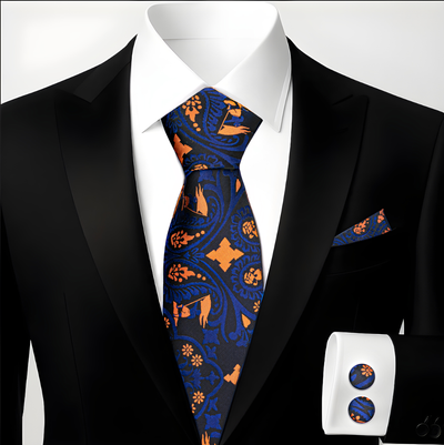 Windsor Knot Tie Set with Cufflinks & Pocket Square Luxury Gift Packed
