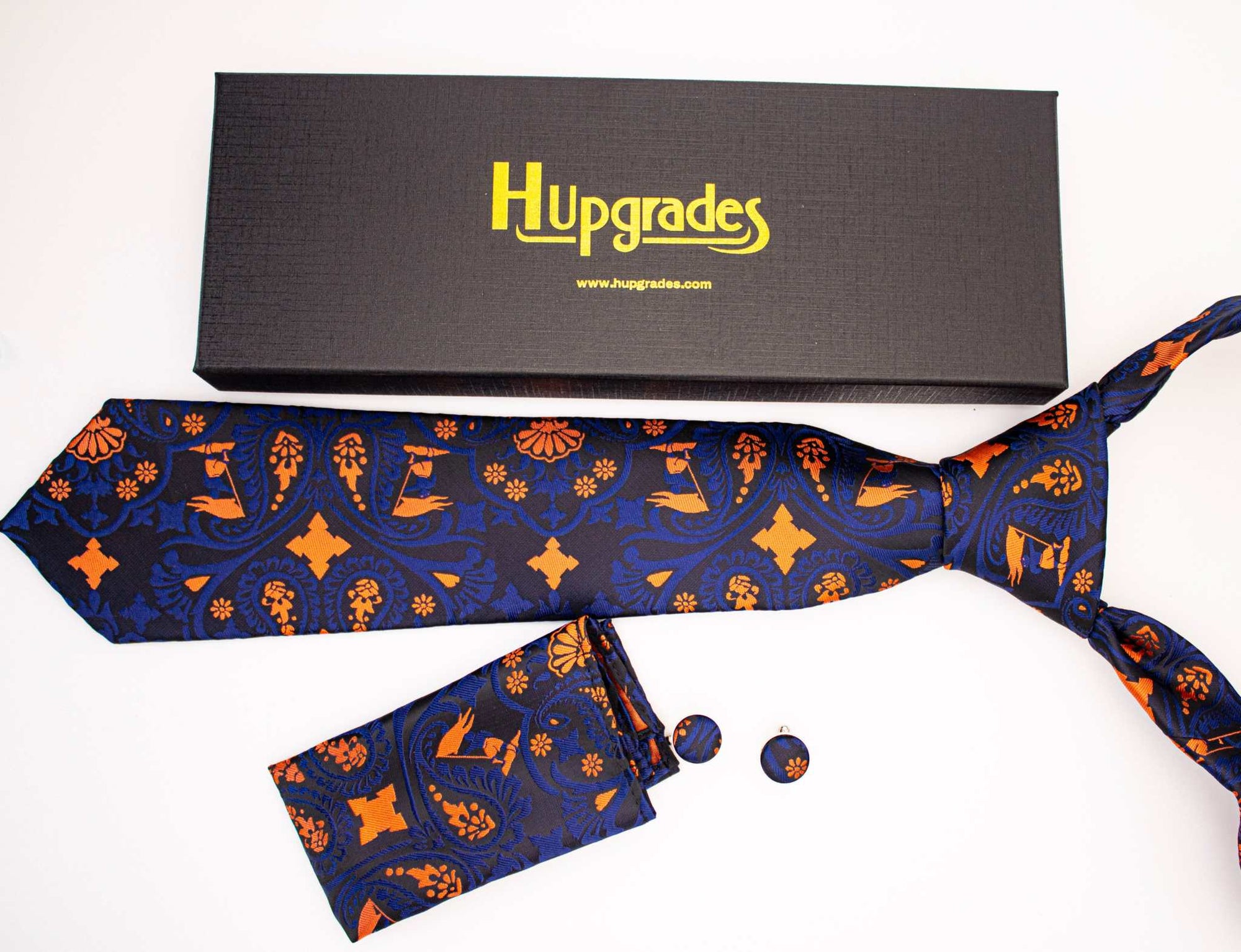 Windsor Knot Tie Set with Cufflinks & Pocket Square Luxury Gift Packed