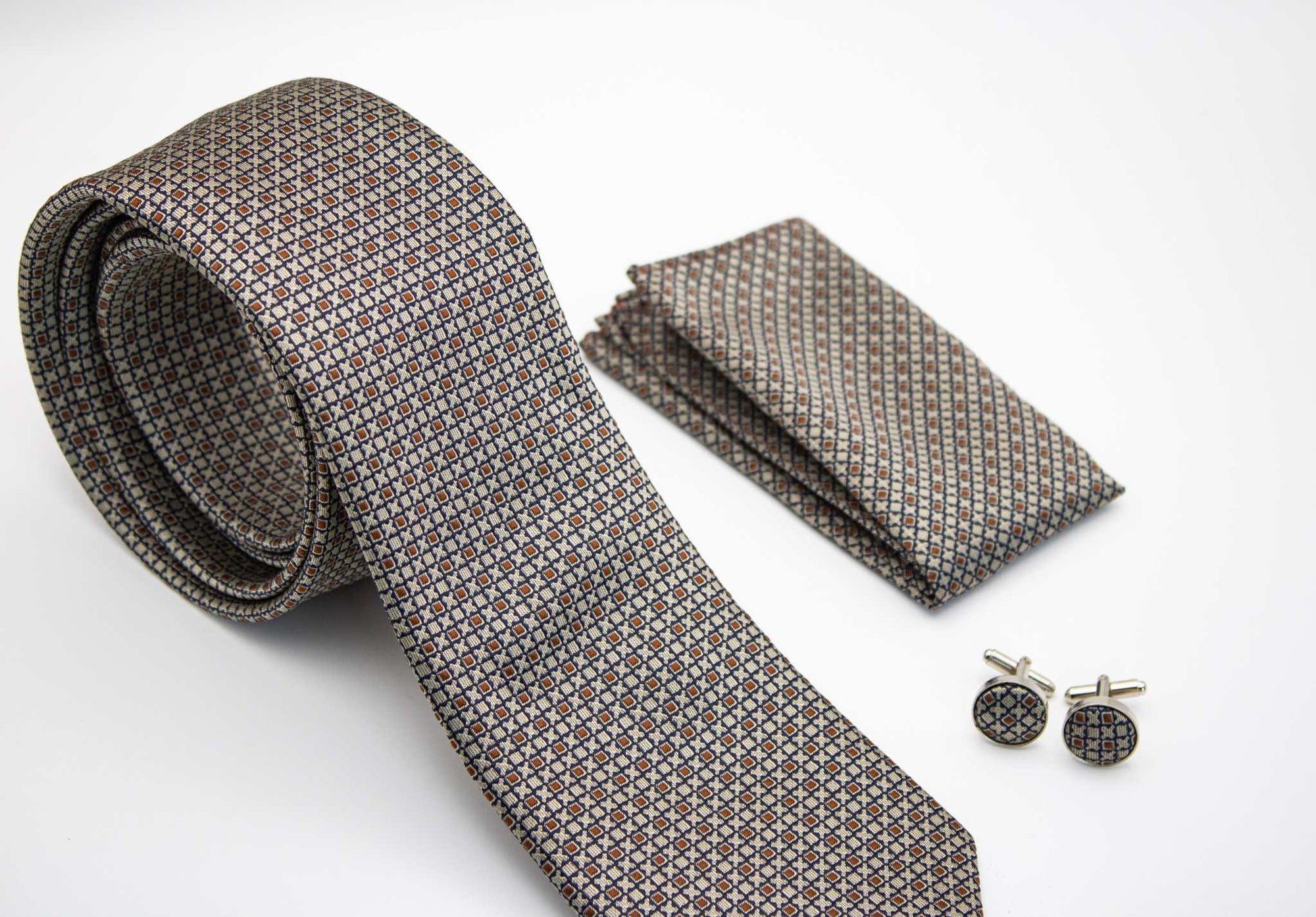 Necktie and Pocket Square | Hupgrades Baron Cufflinks Set Gift Ready!!