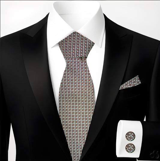 Hupgrades Baron Necktie Pocket Square Cufflinks Set
