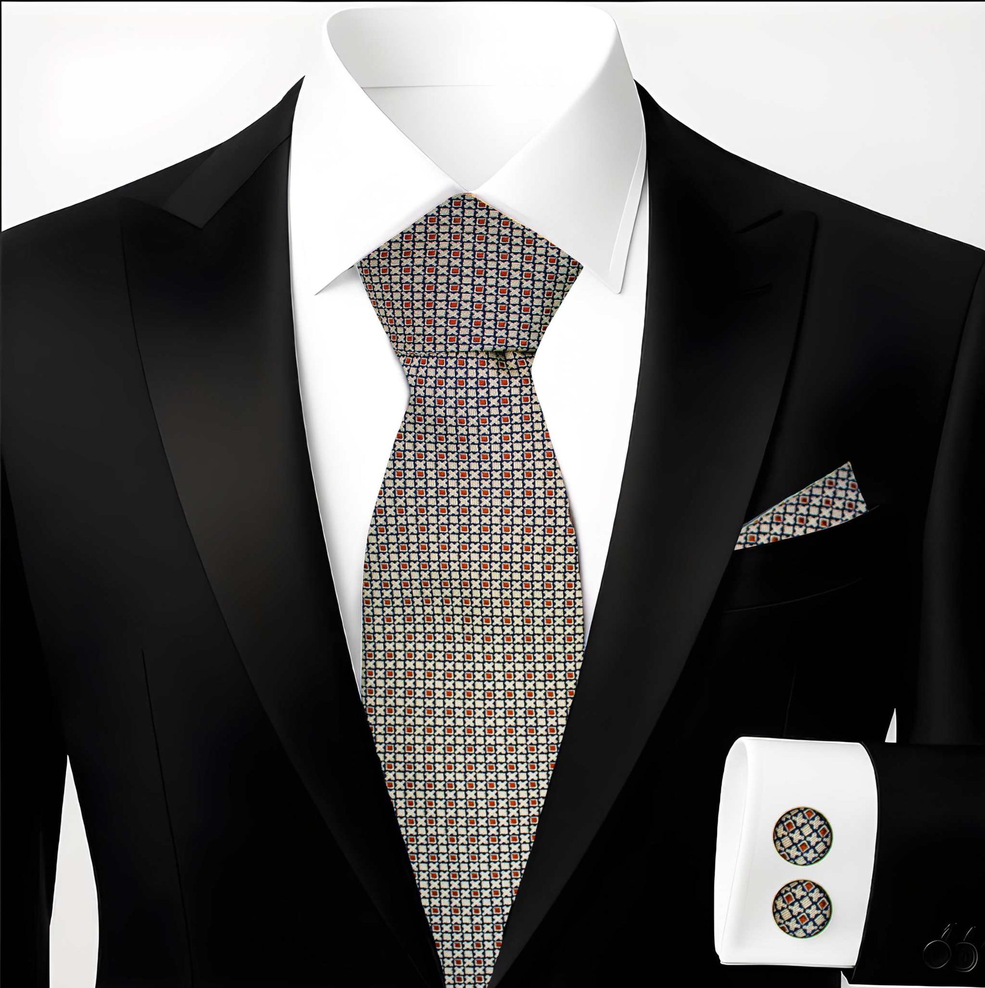 Necktie and Pocket Square | Hupgrades Baron Cufflinks Set Gift Ready!!
