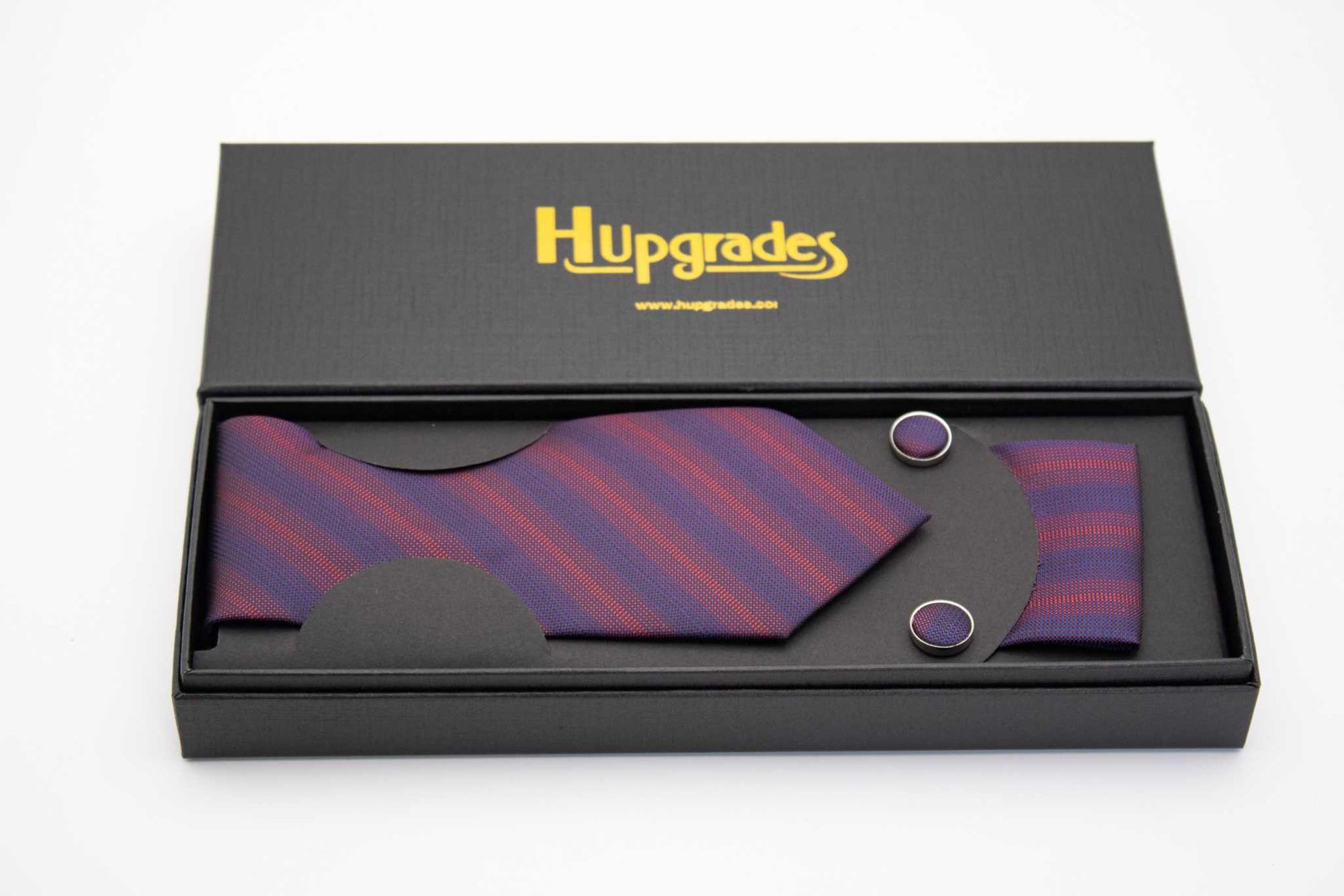 Necktie Set for Men Elegant Pocket Square & Cufflinks Gift Box Premium