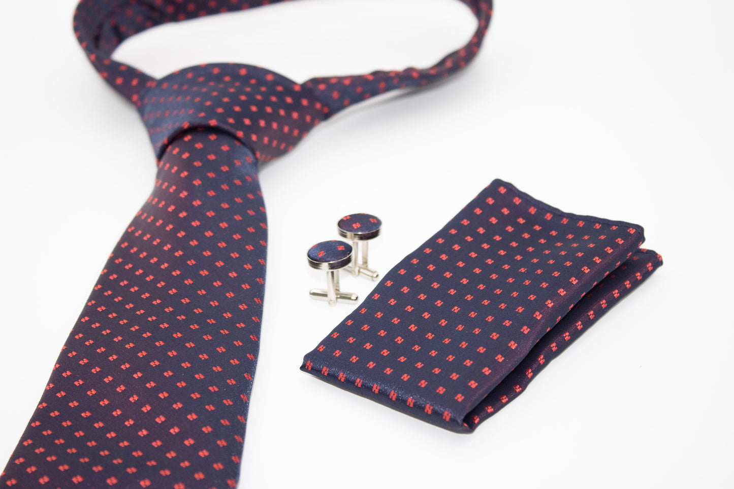 Hupgrades Whispered Wine Necktie Pocket Square Cufflinks Set