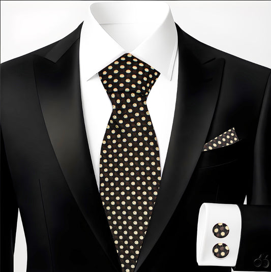 Hupgrades Twilight Necktie Pocket Square Cufflinks Set