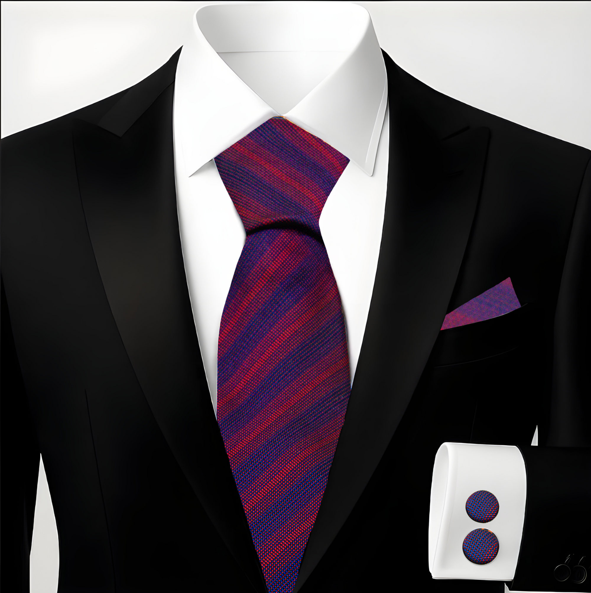 Necktie Set for Men Elegant Pocket Square & Cufflinks Gift Box Premium
