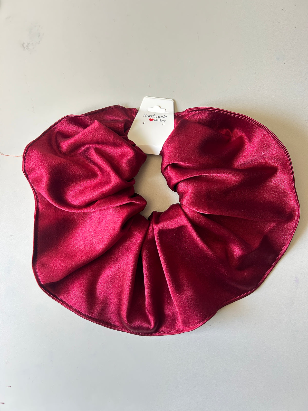 Handmade Satin Scrunchie – Oversized Statement Hair Scrunchie with Pearl Details | Elegant Hair Accessory