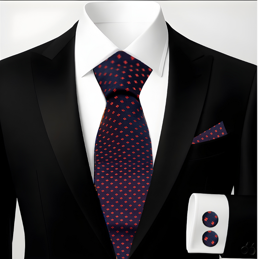 Hupgrades Whispered Wine Necktie Pocket Square Cufflinks Set