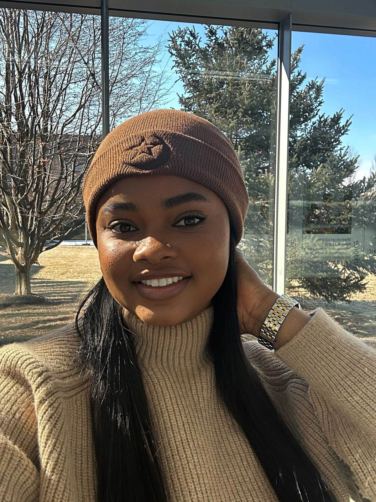 brown beanie