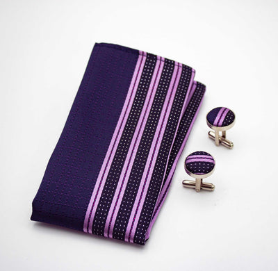 Pocket Square: Elegant Hupgrades Noir Drift Set with Cufflinks&Necktie