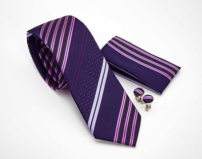 Pocket Square: Elegant Hupgrades Noir Drift Set with Cufflinks&Necktie